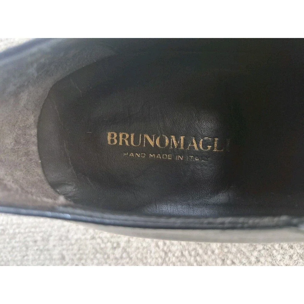 Bruno Magli Beltram Dress Shoes Loafers Men Sz 10.5M Black Leather Slip-On Italy